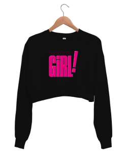 Bravo Girl Siyah Kadın Crop Sweatshirt