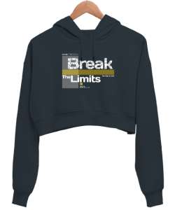 Break Limits - Sınırları Yık Füme Kadın Crop Hoodie Kapüşonlu Sweatshirt