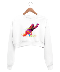 Breakdance Tasarım Baskılı Kadın Crop Sweatshirt