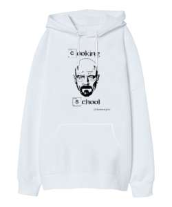 Breaking Bad Cooking School Beyaz Oversize Unisex Kapüşonlu Sweatshirt