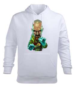 Breaking Bad Walter White Animasyon Resimli Beyaz Erkek Kapüşonlu Hoodie Sweatshirt