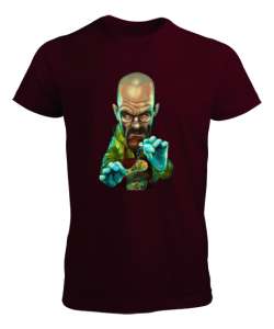 Breaking Bad Walter White Animasyon Resimli Bordo Erkek Tişört