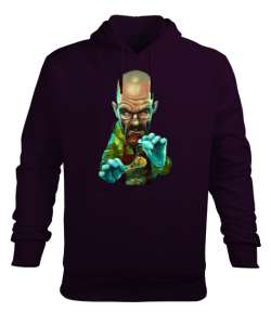 Breaking Bad Walter White Animasyon Resimli Koyu Mor Erkek Kapüşonlu Hoodie Sweatshirt