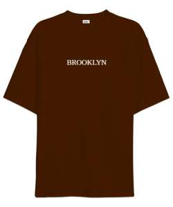 BROOKLYN BASKILI Kahverengi Oversize Unisex Tişört