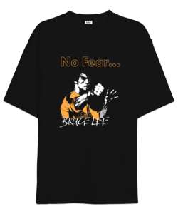 Bruce Lee - No Fear Siyah Oversize Unisex Tişört