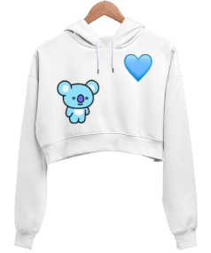 BT21 Kadın Crop Hoodie Kapüşonlu Sweatshirt