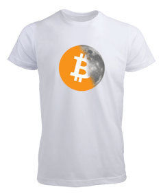BTC to the Moon v1T Beyaz Erkek Tişört