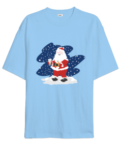 Bubble Tea İçen Noel Baba Oversize Unisex Tişört