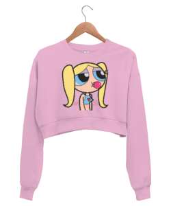 Bubbles Girly aesthetic Sakız Pembe Kadın Crop Sweatshirt