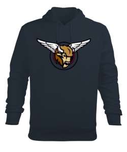 Buffalo Head And Wings - Bufalo Kafası ve Kanatlar Füme Erkek Kapüşonlu Hoodie Sweatshirt