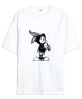 Bugs Bunny Looney Tunes Beyaz Oversize Unisex Tişört - Thumbnail