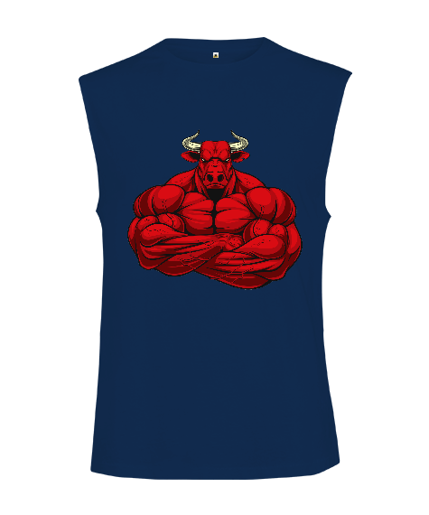 Tisho - Bull Bodybuilding Tasarım Baskılı Training Kesik Kol Unisex Tişört