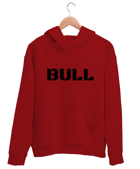 Tisho - BULL Kırmızı Unisex Kapşonlu Sweatshirt