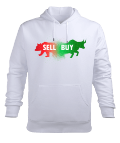 Bull vs Bear v1 Hoodie Beyaz Erkek Kapüşonlu Hoodie Sweatshirt