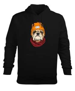 Bulldog cool köpek baskılı Siyah Erkek Kapüşonlu Hoodie Sweatshirt