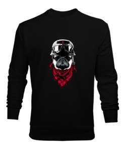 Bulldog cool köpek baskılı Siyah Erkek Sweatshirt