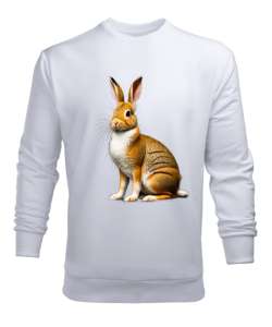 bunny design Beyaz Erkek Sweatshirt