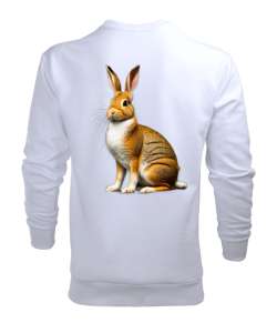 bunny design Beyaz Erkek Sweatshirt