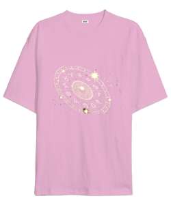 Burç Çemberi Pembe Oversize Unisex Tişört