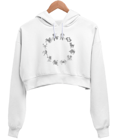 Burçlar Kadın Crop Hoodie Kapüşonlu Sweatshirt