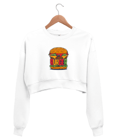 Burger tasarım Kadın Crop Sweatshirt