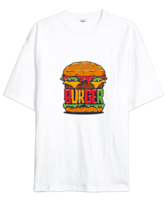 Burger tasarım Oversize Unisex Tişört