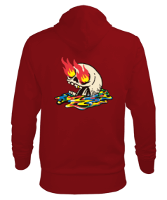 Burning Skull Erkek Kapüşonlu Hoodie Sweatshirt