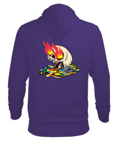 Burning Skull Erkek Kapüşonlu Hoodie Sweatshirt