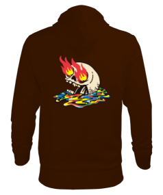 Burning Skull Erkek Kapüşonlu Hoodie Sweatshirt