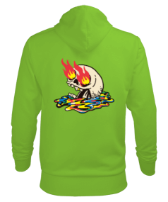 Burning Skull Erkek Kapüşonlu Hoodie Sweatshirt