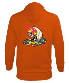 Burning Skull Erkek Kapüşonlu Hoodie Sweatshirt - Thumbnail