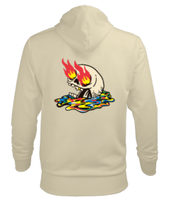 Burning Skull Erkek Kapüşonlu Hoodie Sweatshirt