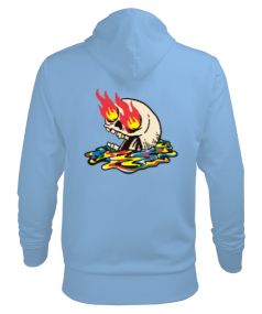 Burning Skull Erkek Kapüşonlu Hoodie Sweatshirt