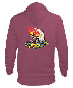 Burning Skull Erkek Kapüşonlu Hoodie Sweatshirt