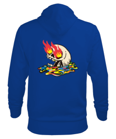 Burning Skull Erkek Kapüşonlu Hoodie Sweatshirt