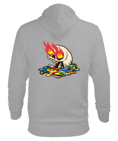 Burning Skull Erkek Kapüşonlu Hoodie Sweatshirt