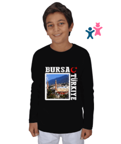 bursa şehir,Türkiye,Türkiye bayrağı. Çocuk Unisex Uzunkollu