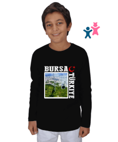 bursa şehir,Türkiye,Türkiye bayrağı. Çocuk Unisex Uzunkollu