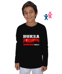 bursa şehir,Türkiye,Türkiye bayrağı. Çocuk Unisex Uzunkollu