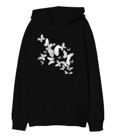 butterflies Oversize Unisex Kapüşonlu Sweatshirt