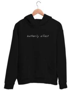 Butterfly Effect Siyah Unisex Kapşonlu Sweatshirt