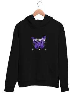 Butterfly Siyah Unisex Kapşonlu Sweatshirt