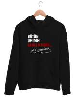 Bütün Ümidim Gençliktedir - Mustafa Kemal Atatürk Siyah Unisex Kapşonlu Sweatshirt - Thumbnail