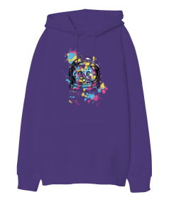 C004 - Astronot Cat Oversize Unisex Kapüşonlu Sweatshirt