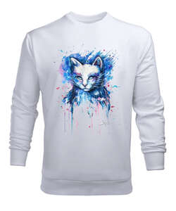 C008 - Cat Beyaz Erkek Sweatshirt