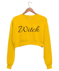 Cadı Baskılı Kadın Crop Sweatrshirt Kadın Crop Sweatshirt