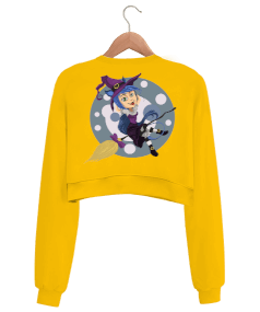 Cadı Baskılı Kadın Crop Sweatrshirt Kadın Crop Sweatshirt - Thumbnail