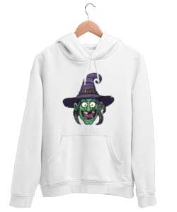 cadı beyaz Beyaz Unisex Kapşonlu Sweatshirt