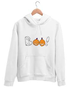 Cadılar Bayramı Beyaz Unisex Kapşonlu Sweatshirt