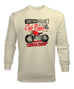 Cafe Racer Krem Erkek Sweatshirt